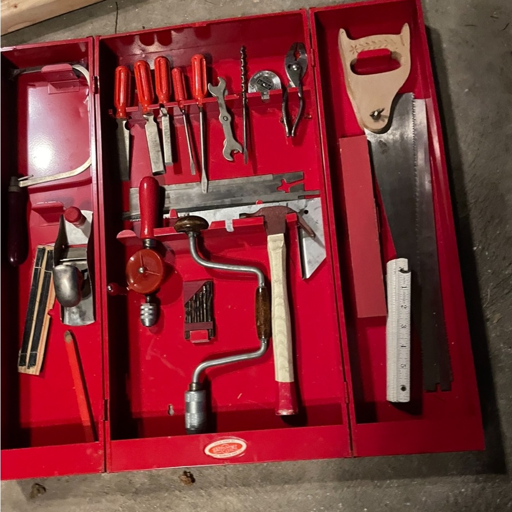 Vintage Happi-Time tool set wall mount ~complete set, collectors item